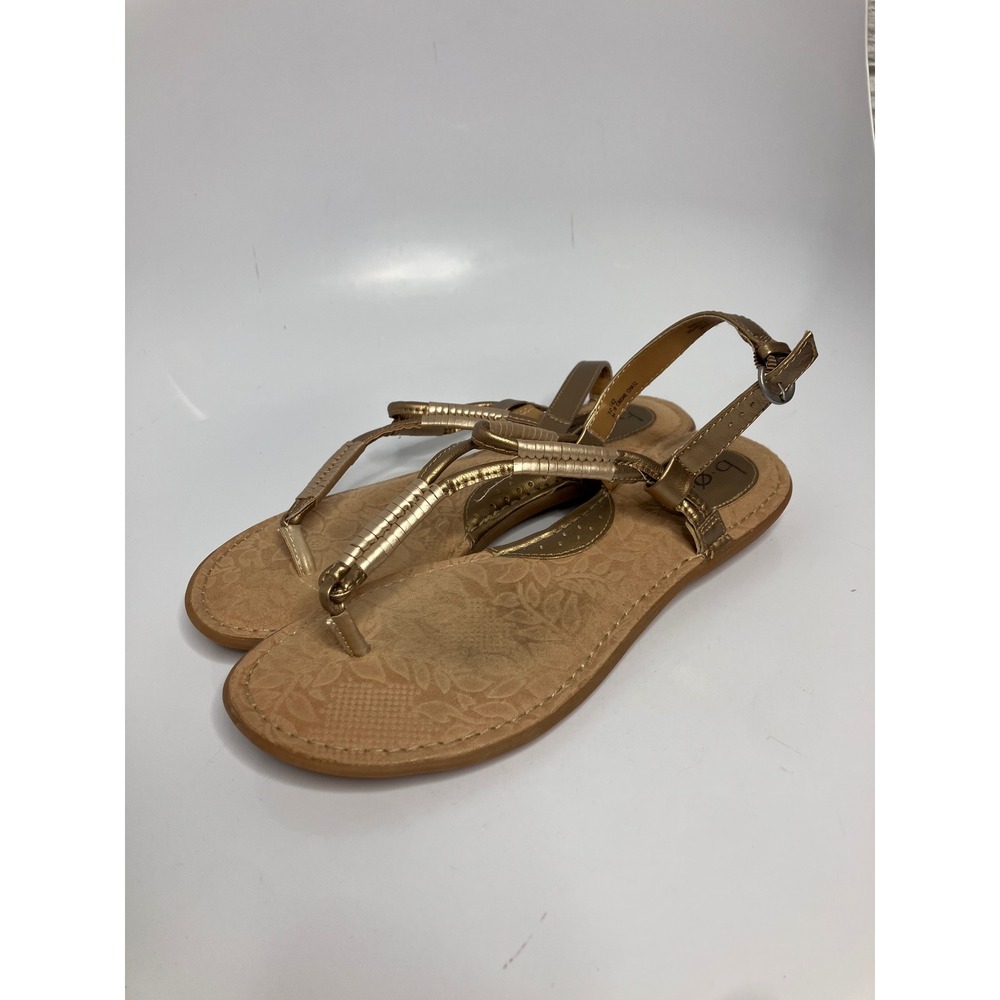 b.o.c. Thong Sandals Womens 10 Gold Good Metallic Strappy Flat resortwear C80346